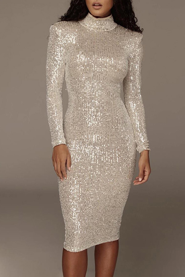 

Lovely Chic Skinny White Knee Length Dress