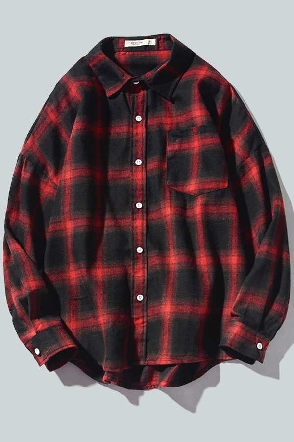 

Lovely Casual Plaid Red Shirt