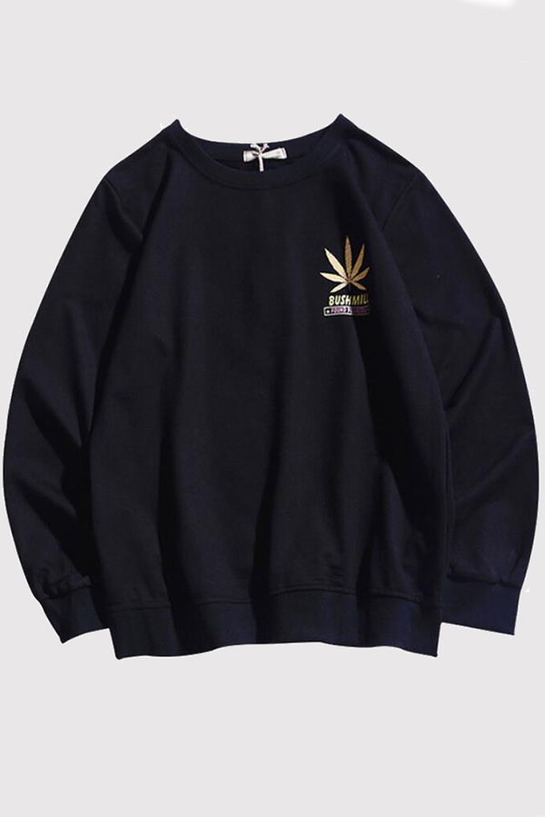 

Lovely Casual O Neck Black Hoodie