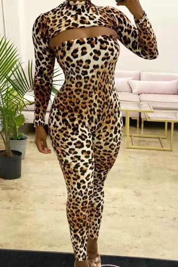 

Lovely Party Leopard Skinny Two-piece Pants Set