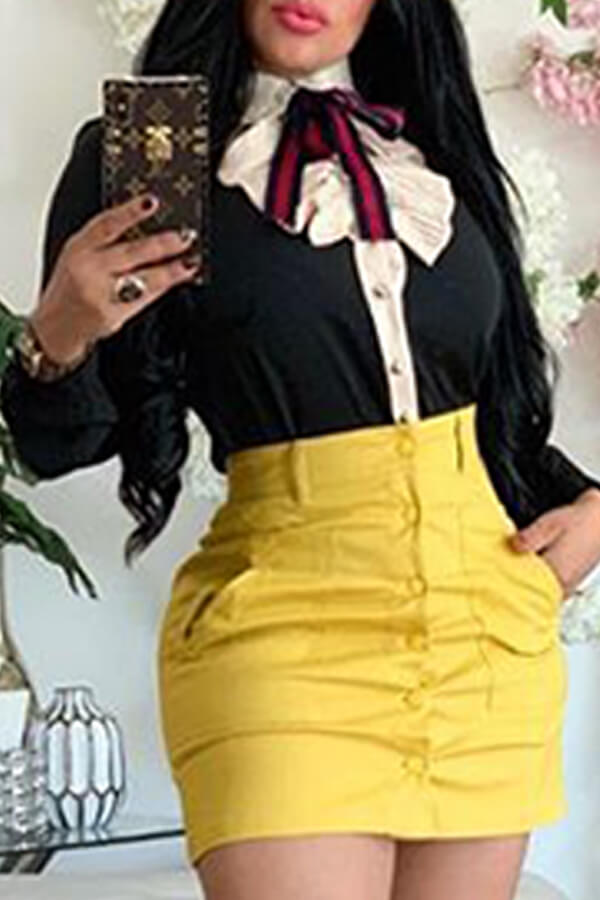 

Lovely Sweet Patchwork Black Shirt