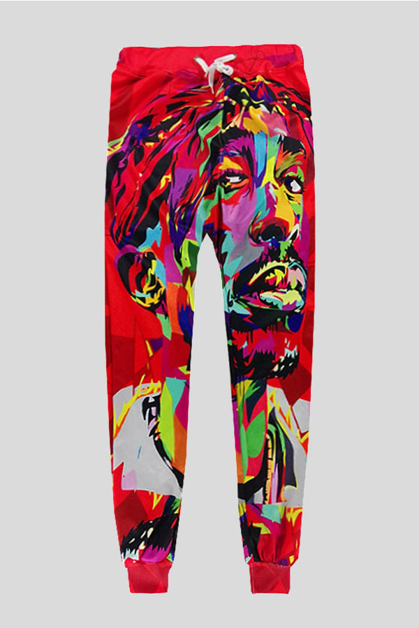

Men Lovely Casual Portrait Printed Red Pants