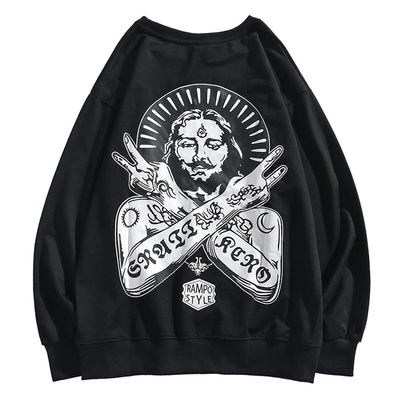 

Lovely Casual Print Black Hoodie
