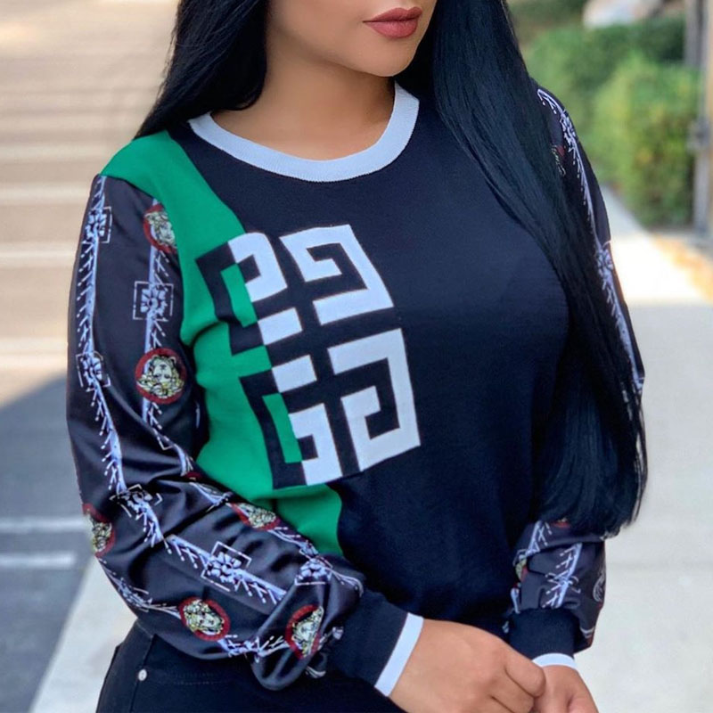 

Lovely Casual O Neck Print Dark Blue Sweatshirt Hoodie