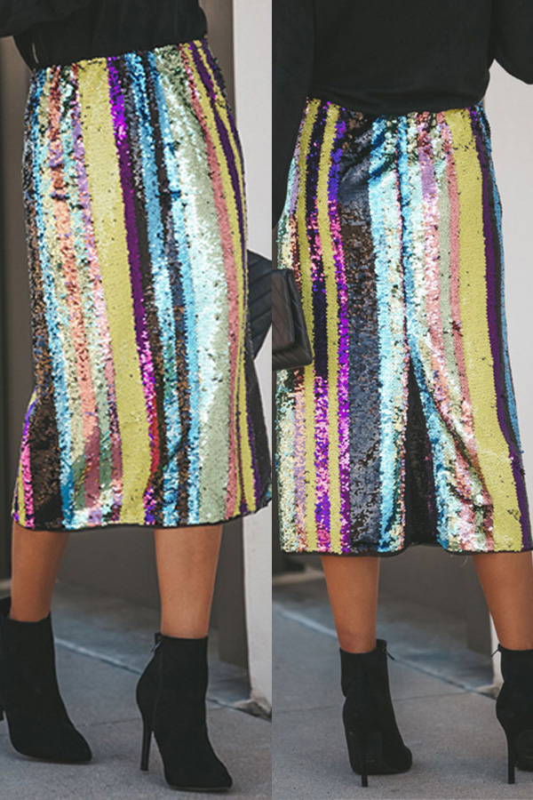 

Lovely Trendy Striped Multicolor Skirt, Multi