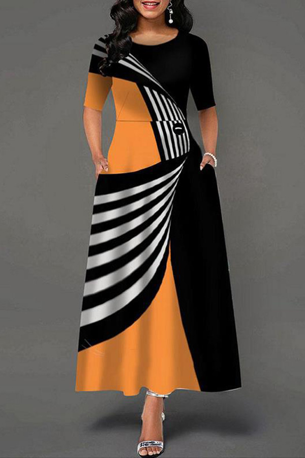 

Lovely Trendy Print Black Ankle Length Dress