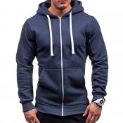 Lovely Casual Hooded Collar Navy Blue Hoodie
