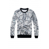 Lovely Casual Dollar Bill Printed Beige Hoodie