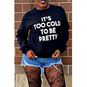 Lovely Casual Letter Printed Black Sweatshirt Hood