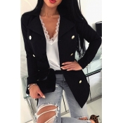 Lovely Work Buttons Design Black Blazer