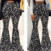 Lovely Casual Dot Printed Black And White Pants