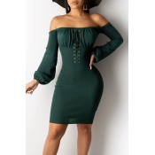 Lovely Sweet Bandage Design Green Mini Dress