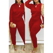Lovely Party Tassel Design Red Two-piece Pants Set