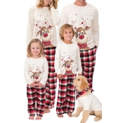 Lovely Family Christmas Deer Printed Creamy White 