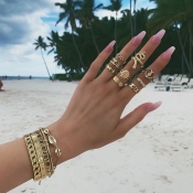 Lovely Trendy 9-piece Gold Metal Ring