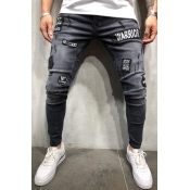 Lovely Casual Patchwork Grey Jeans