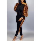 LW Round Neck Leopard Print Pants Set