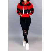 Lovely Casual Hooded Collar Hollow-out Black Two-p