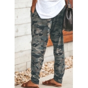 Lovely Casual Camouflage Printed Grey Pants