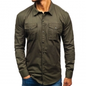 Lovely Casual Buttons Design Army Green Shirt