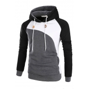 Lovely Trendy Hooded Collar Patchwork Black Hoodie