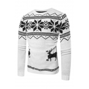 Lovely Casual Christmas Deer White Sweater