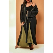 Lovely Casual Nail Bead Design Black Plus Size Coa