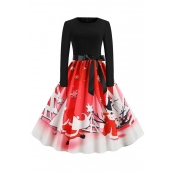 Lovely Sweet Printed Red Mid Calf Dress