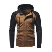 Lovely Casual Hooded Collar Color-lump Patchwork L