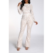 Lovely Sexy Hollow-out White One-piece Jumpsuit