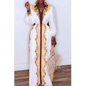 Lovely Casual Hollow-out Yellow Maxi Dress