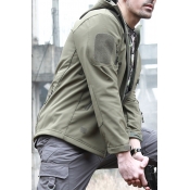Lovely Casual Camo Print Green Coat