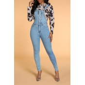 Lovely Casual Skinny Baby Blue One-piece Jumpsuit