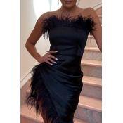 Lovely Party Asymmetrical Black Knee Length Dress