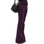 Lovely Casual Flared Wine Red Pants