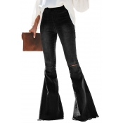 Lovely Casual Skinny Flared Black Jeans