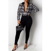 Lovely Casual Letter Black Two-piece Pants Set