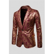 Lovely Chic Turndown Collar Printed Red Formal Wea