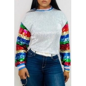 Lovely Casual Patchwork Grey Sweatshirt