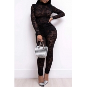 Lovely Sexy Lace Black One-piece Jumpsuit