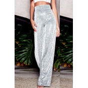 Lovely Casual Loose Silver Pants