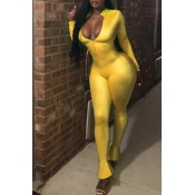 Lovely Chic Skinny Yellow One-piece Jumpsuit