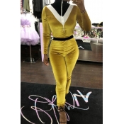 Lovely Sexy Patchwork Yellow One-piece Jumpsuit