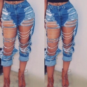 Lovely Chic Broken Holes Blue Jeans