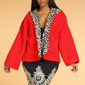 Lovely Casual Patchwork Red Coat