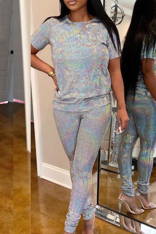 

Lovely Party Basic Grey Two-piece Pants Set