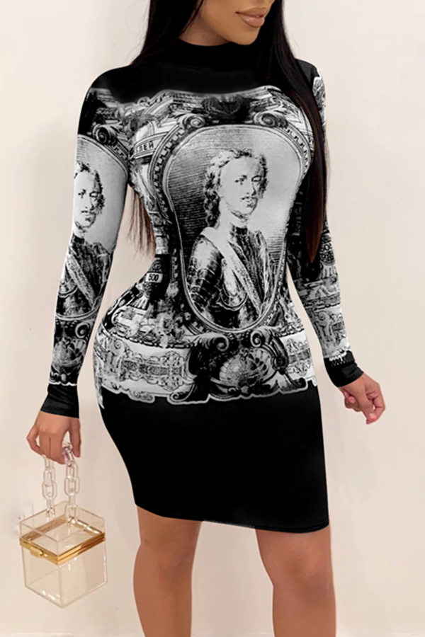 

Lovely Casual Patchwork Black Mini Dress
