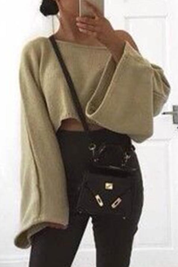 

Lovely Casual Loose Khaki Sweater