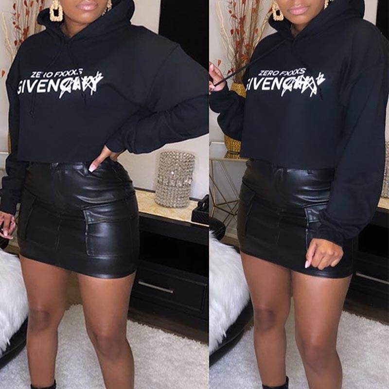 

Lovely Casual Hooded Collar Letter Black Hoodie