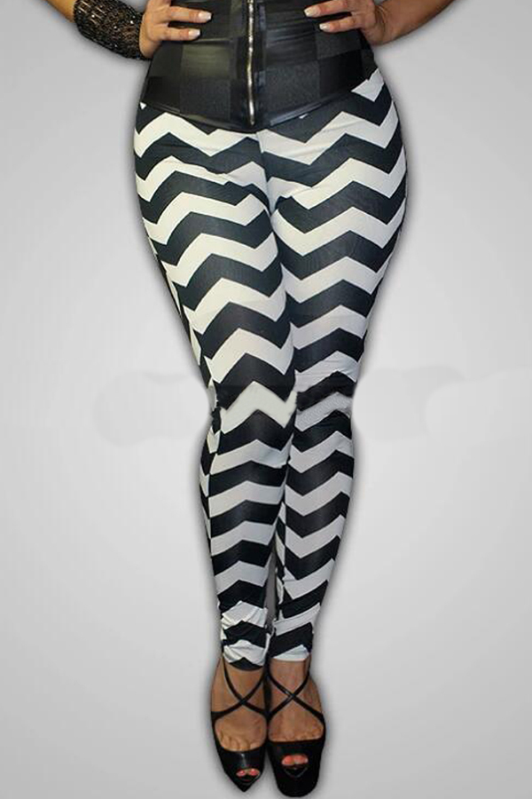 

Lovely Casual Geometric Print Black Pants
